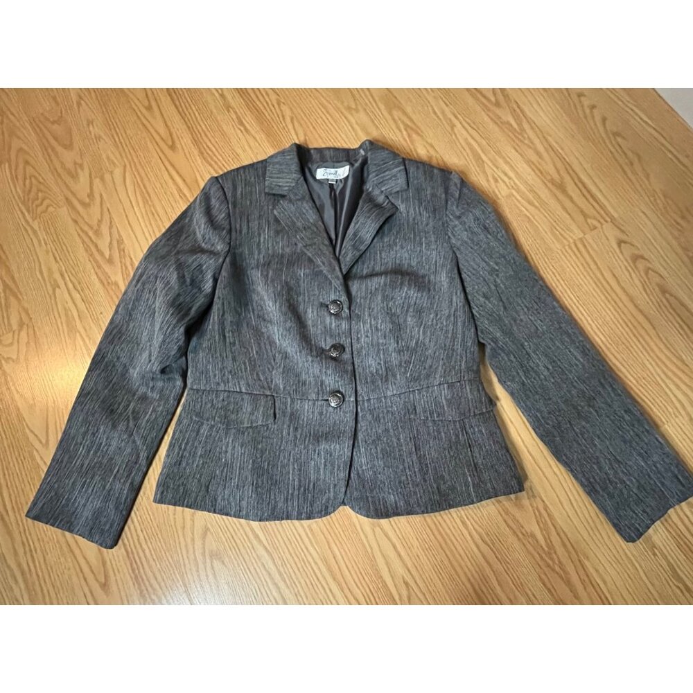 Emily Womens Blazer Jacket Size 12 Button‎ Closure Gray